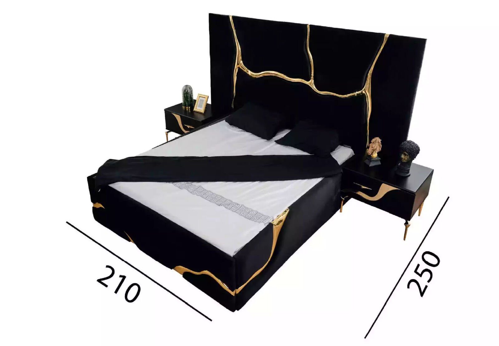 goldenen (1-tlg., Möbel Bett) Schlagen Bett Schlafzimmer mit Betten Luxus JVmoebel Muster Bett