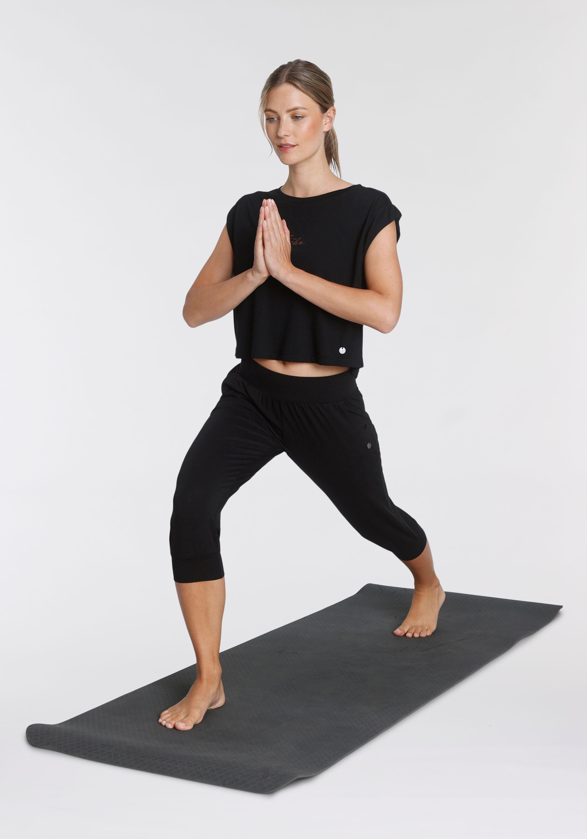 Yoga - Relax aus 2-tlg. Shirt & Soulwear Material) (Set & Ocean (Set) Sportswear nachhaltigem Yoga Top Schwarz/Schwarz Shirt