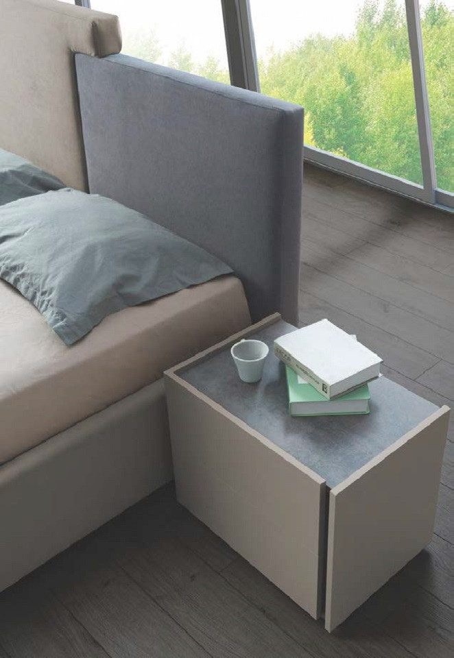 Interdesign24 Schlafzimmer-Set Nicole, (6-Teilig, im modernen Design, inkl. Schiebetürenschrank und Polsterbett), in Graubeige