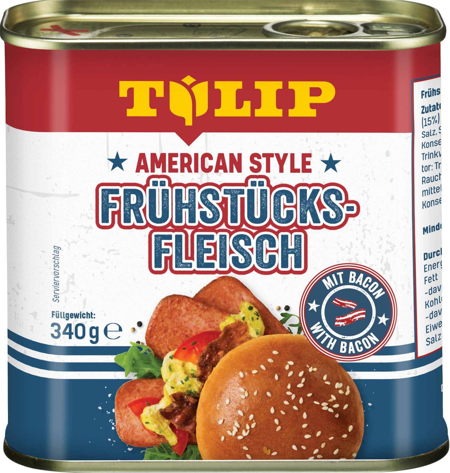TULIP Wurstkonserve Frühstücksfleisch 340g American Style Original Dosenfleisch Konserve, 340 g, Frühstücksfleisch – Bild 2 von 5