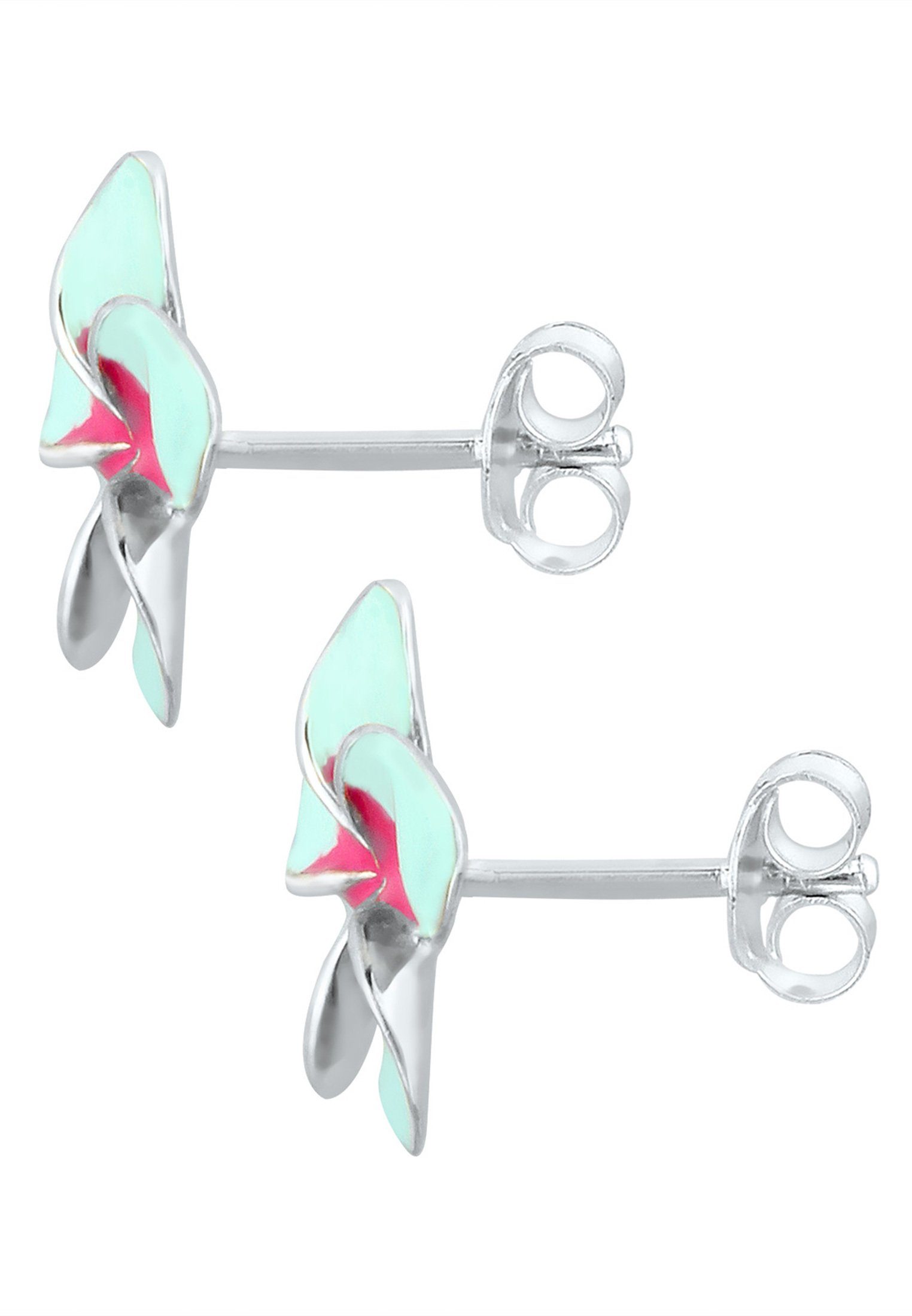 Elli Paar Ohrstecker Frangipani Blüte Natur Blume Emaille 925 Silber