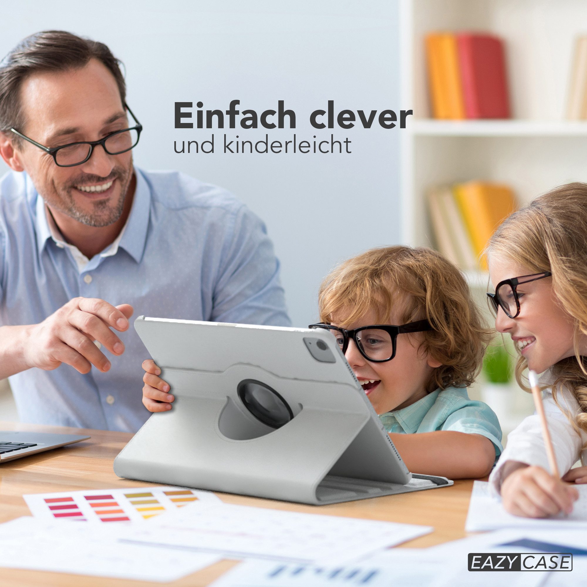 EAZY CASE Tablet-Hülle Rotation Case für Apple iPad Air 11 (2025) 11 Zoll, Tablet Schutzhülle kratzfest stoßfest drehbar 360 Grad Weiß
