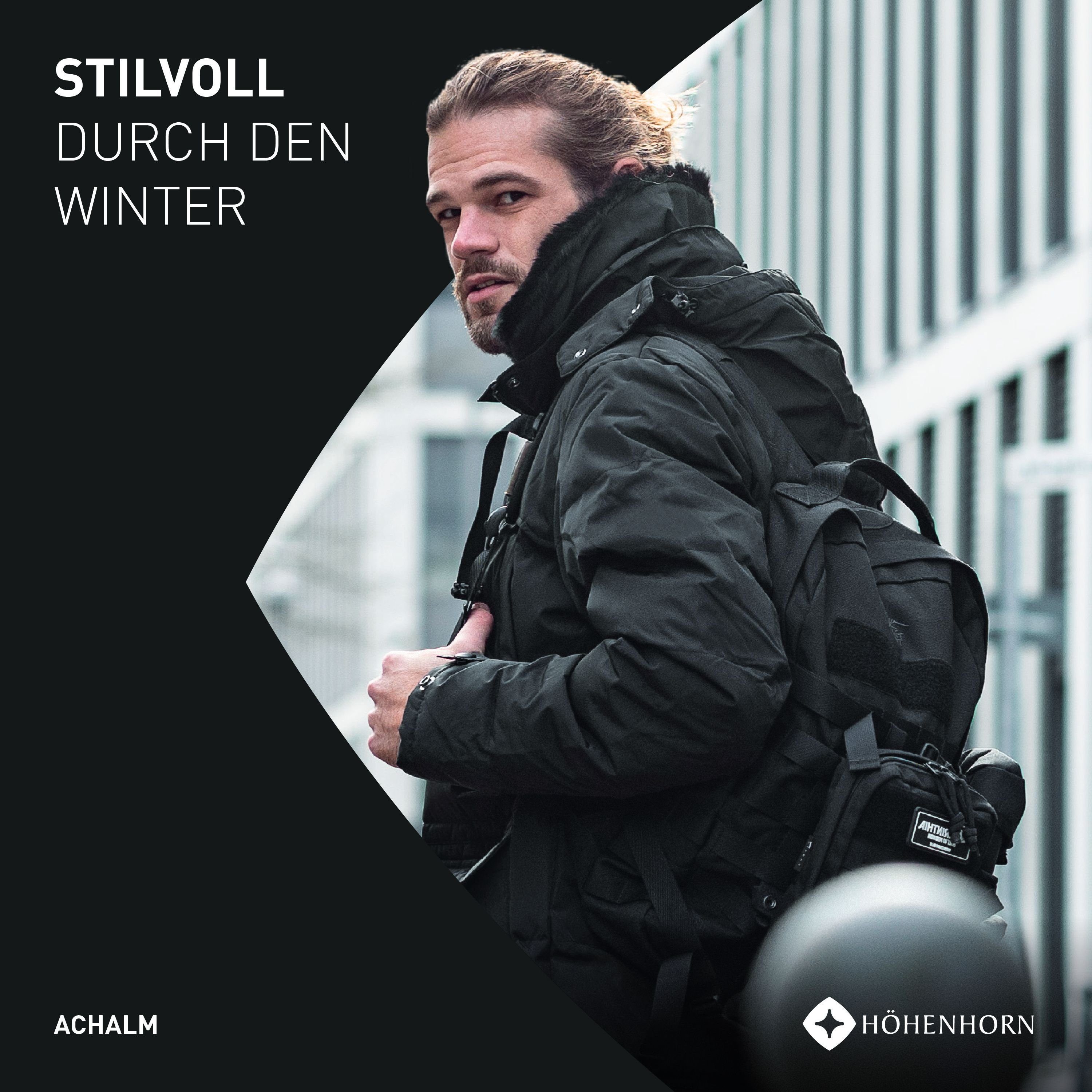 Höhenhorn Winterjacke Achalm Herren Winter Jacke für Männer Quilted Steppjacke Gefüttert abnehmbarer Kunstfellkragen sowie Kapuze, Microfleece Innenseite