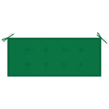 furnicato Gartenbank Batavia-mit Grünem Kissen 120 cm Teak Massivholz