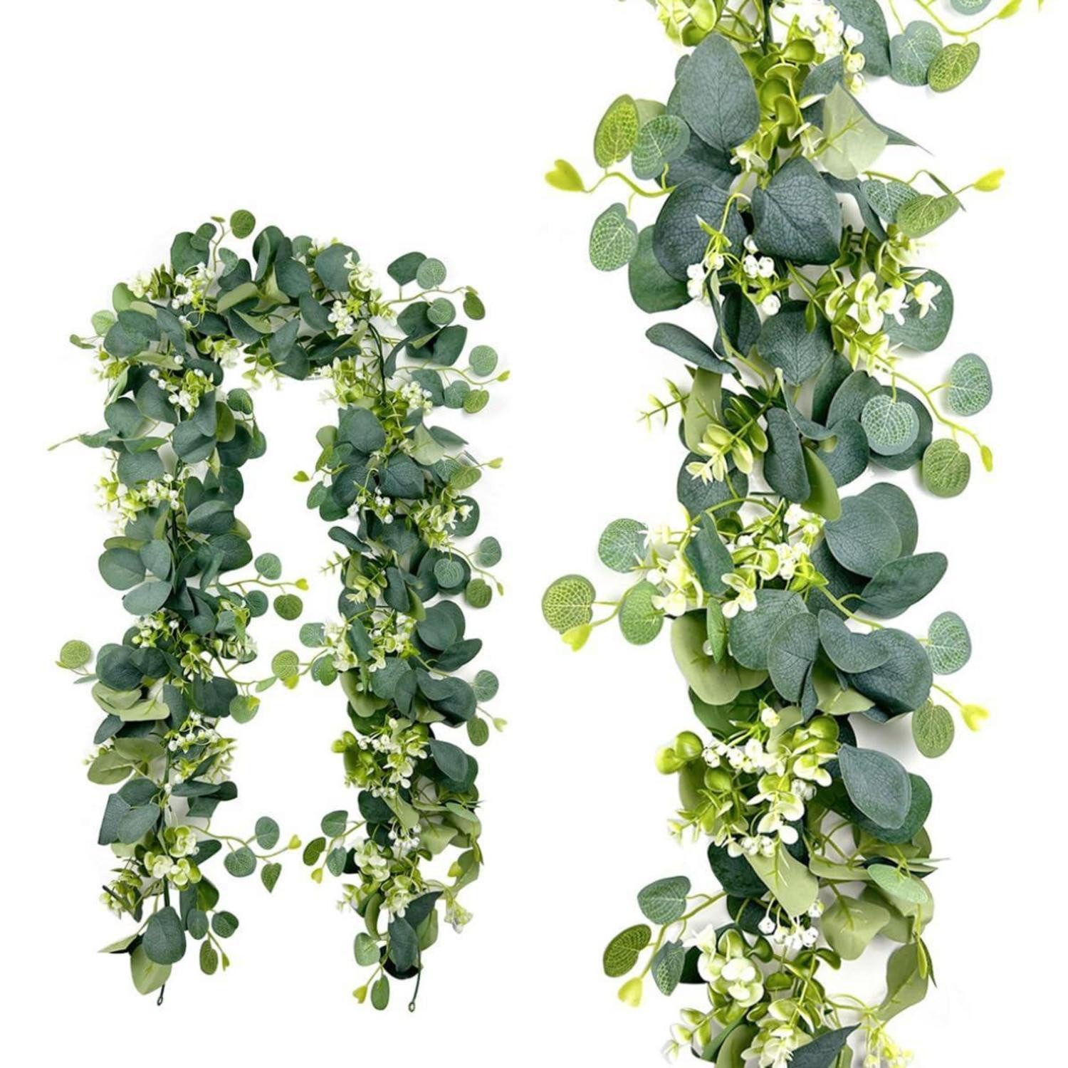 Kunstgirlande Künstliche Blumengirlande Eukalyptus 2er Set 180cm, LuxusKollektion, Höhe 5 cm