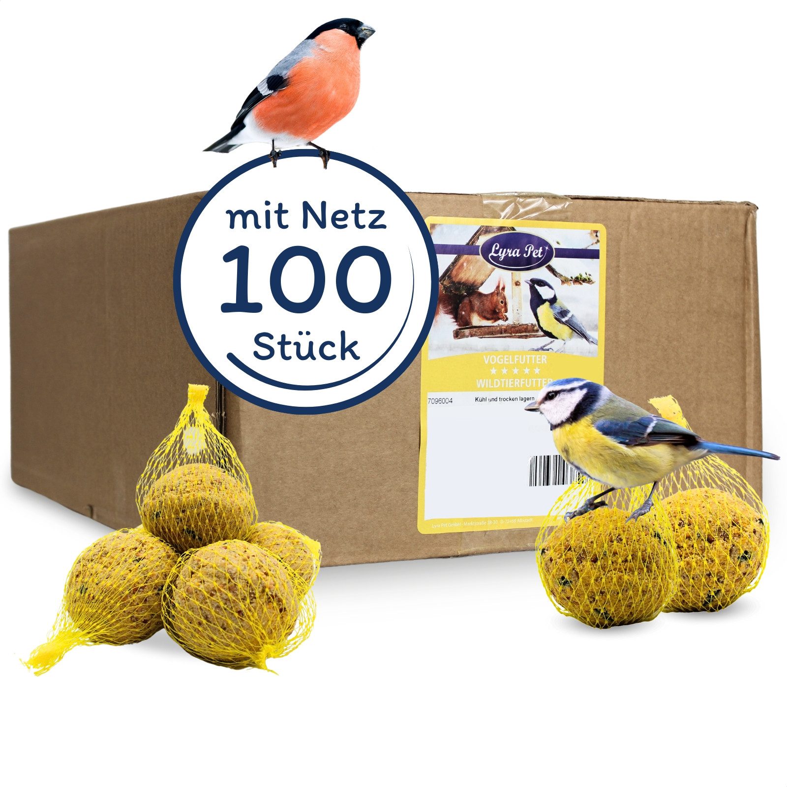 Lyra Pet 100 Stk. Lyra Pet® Meisenknödel mit Netz à 90 g = 9 kg Vogelfutter, für: Wildvogel