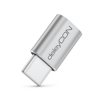 deleyCON deleyCON 2x Micro USB auf USB-C Adapter aus Alu Handy Smartphone USB-Adapter