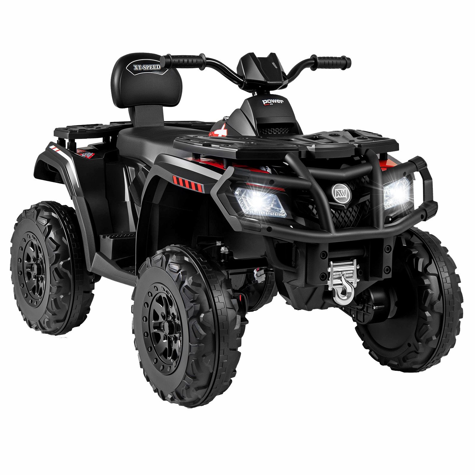 KOMFOTTEU Elektro-Kinderquad Kinderfahrzeug, mit 2 Geschwindigkeiten, Bremse, Licht & Musik