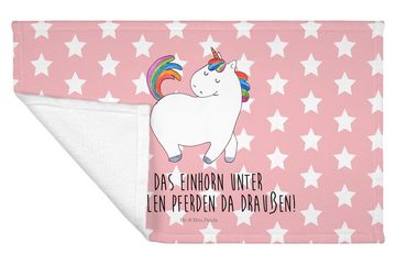 Mr. & Mrs. Panda Handtuch Einhorn Stolzieren - Rot Pastell - Geschenk, Einhörner, Frottier, Rei, (1-St), Bunt bedruckt