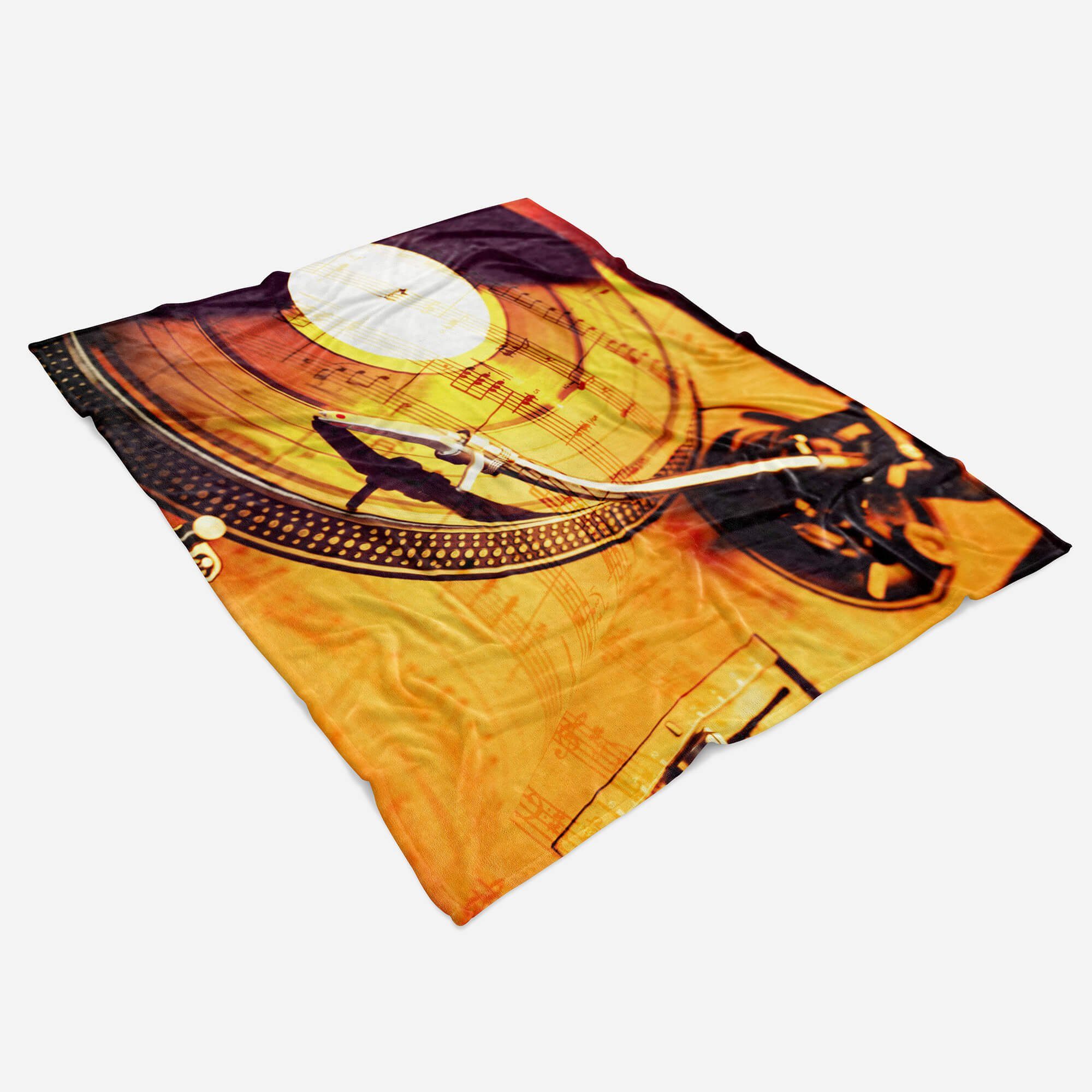 Saunatuch (1-St), Fotomotiv Kuscheldecke Baumwolle-Polyester-Mix Handtuch Schallplattenspiel, Art Handtuch Sinus Strandhandtuch mit Handtücher