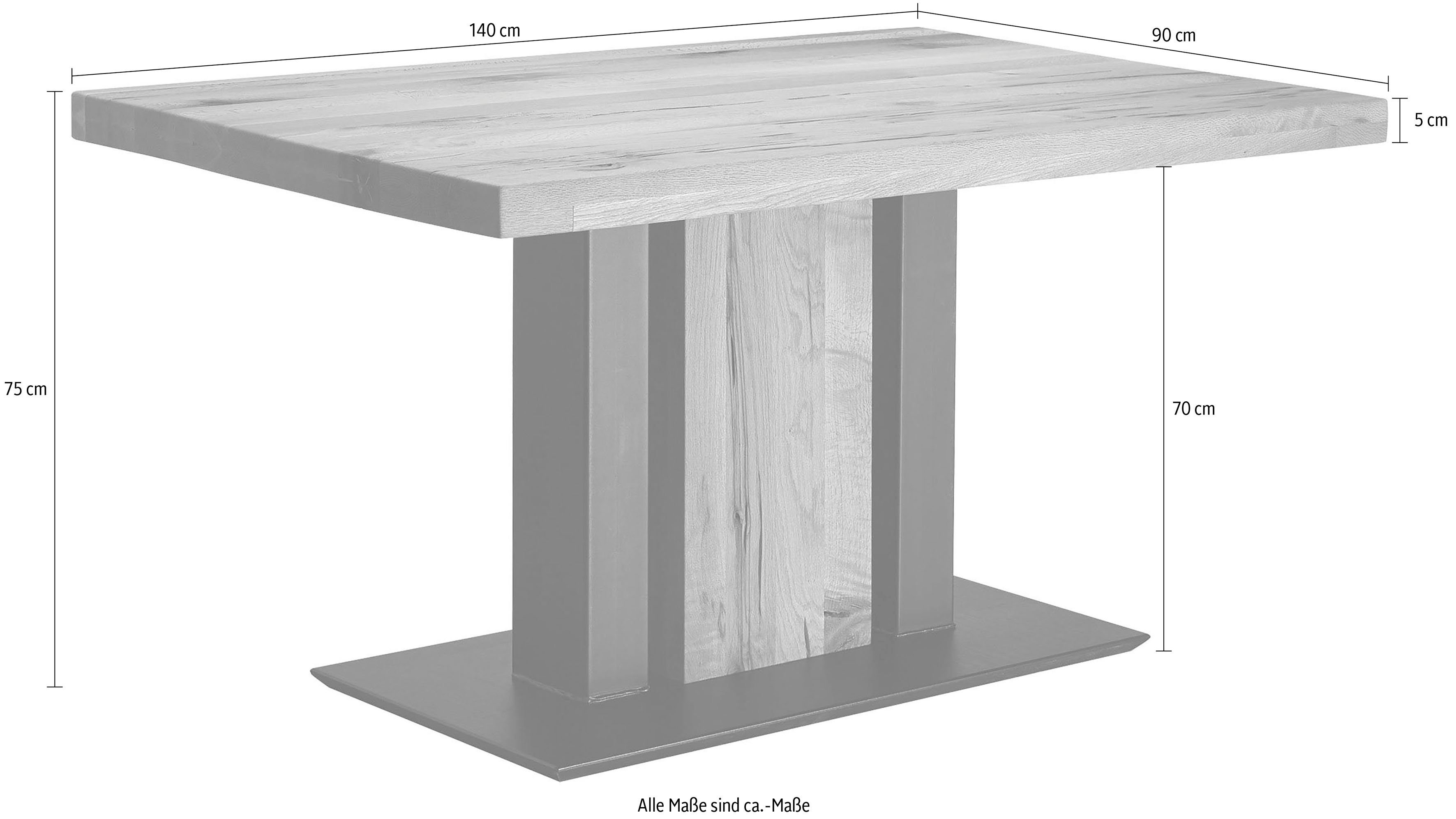 K+W Komfort & Wohnen Esstisch Floyd, Massivholz, gerissene Balkeneiche, in 2 Breiten