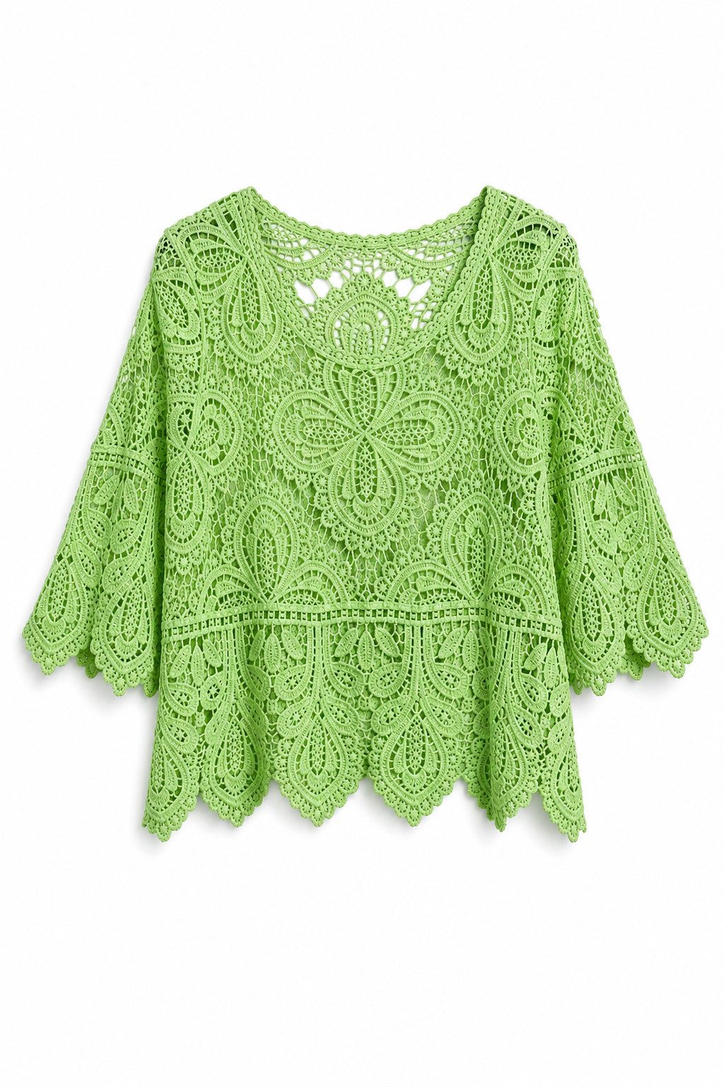ITALY VIBES - Häckel-Shirt mit ausgestellten Ärmeln - Boho - ITALY VIBES ONE SIZE - passend für Größen XS - M
