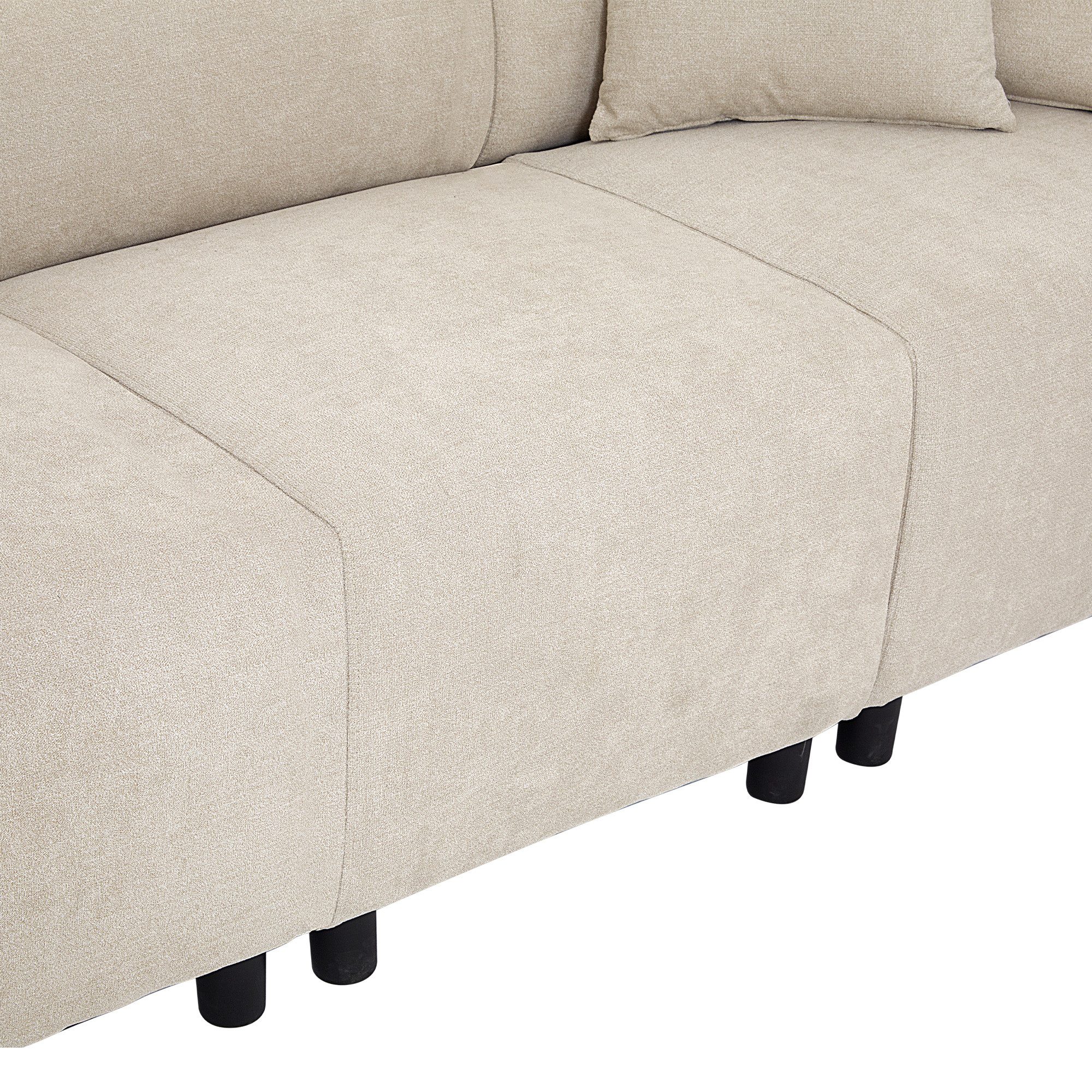 3-Sitzer, aus Chenille-Stoff mit 2 Kissen, 211 x 80 x 71 cm, modulare Couch