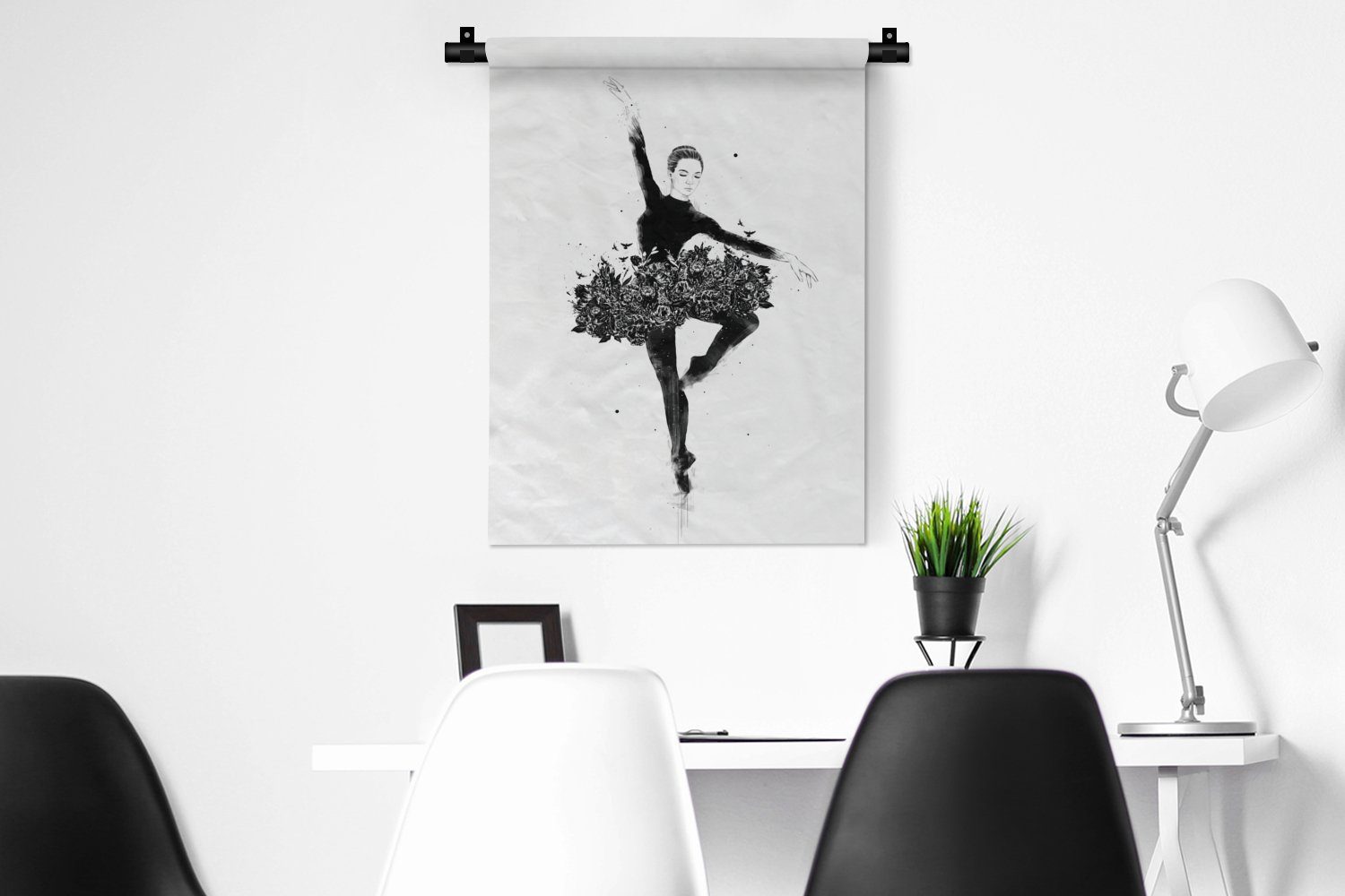 Wohnzimmer, Deko Tapisserie, an - für Blumen Wand, - Ballerina - Natur, Schlafzimmer - Frau der Tanz Wanddekoobjekt MuchoWow