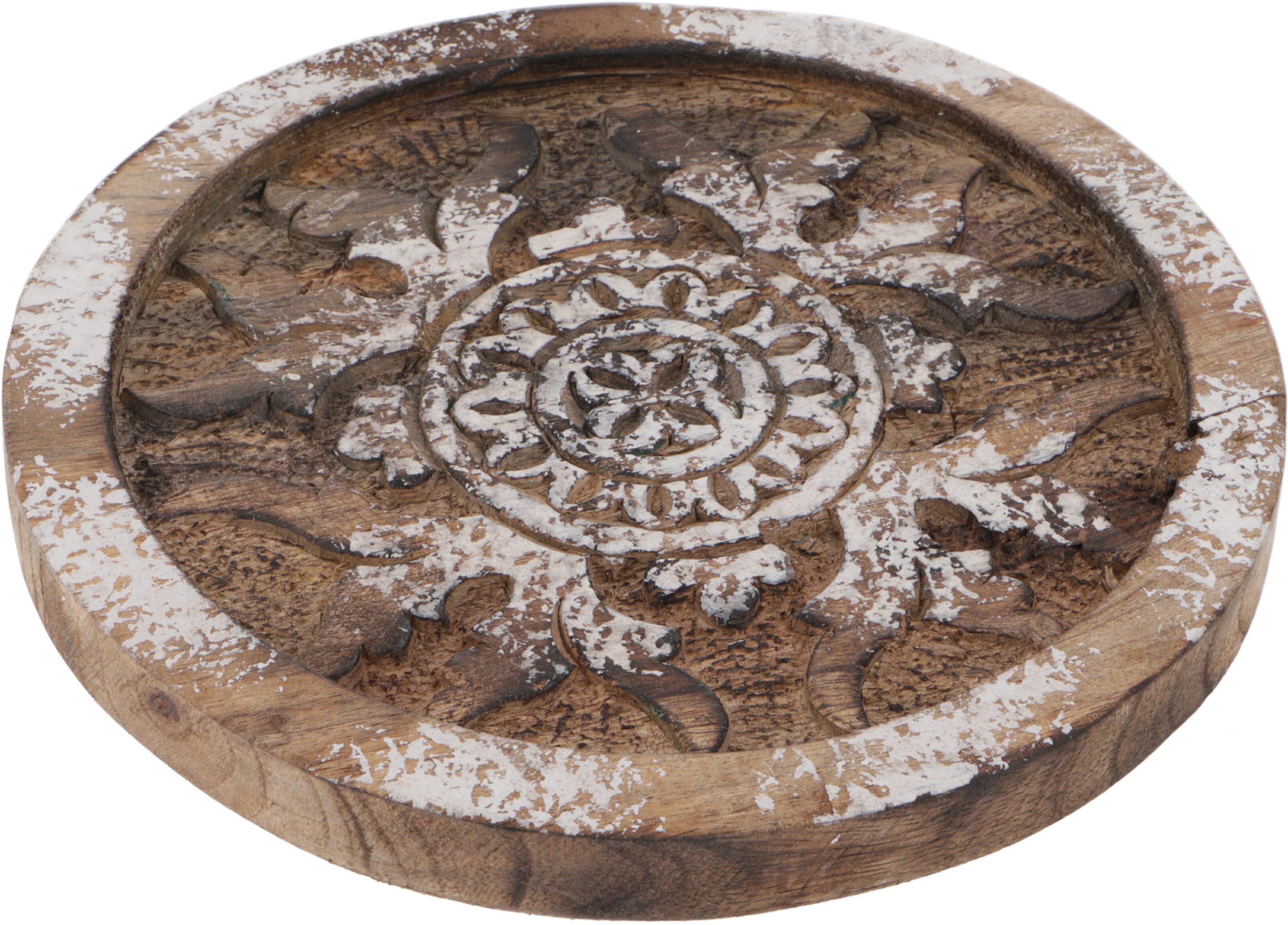 Guru-Shop Dekotablett Indischer Vintage Untersetzer, geschnitzter..