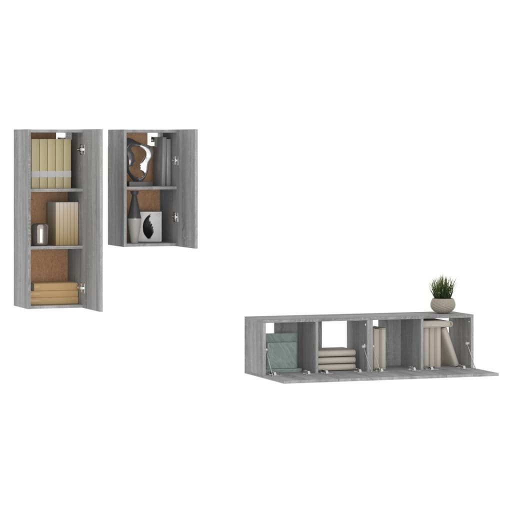 TV-Schrank-Set Sonoma (4-St) 4-tlg. vidaXL TV-Schrank Holzwerkstoff Grau