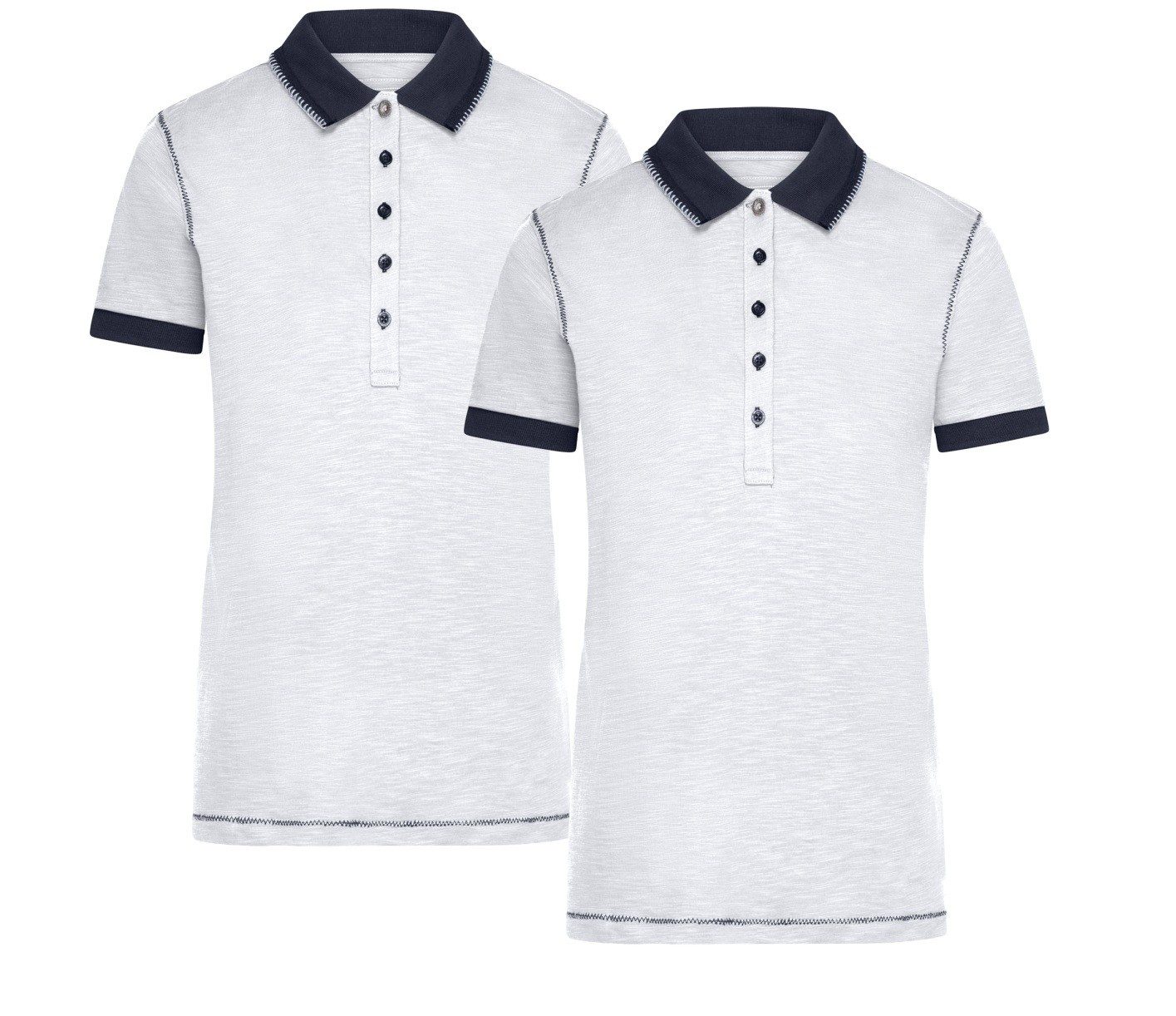 James & Nicholson Poloshirt Doppelpack Damenpoloshirt in trendiger Slub Qua günstig online kaufen