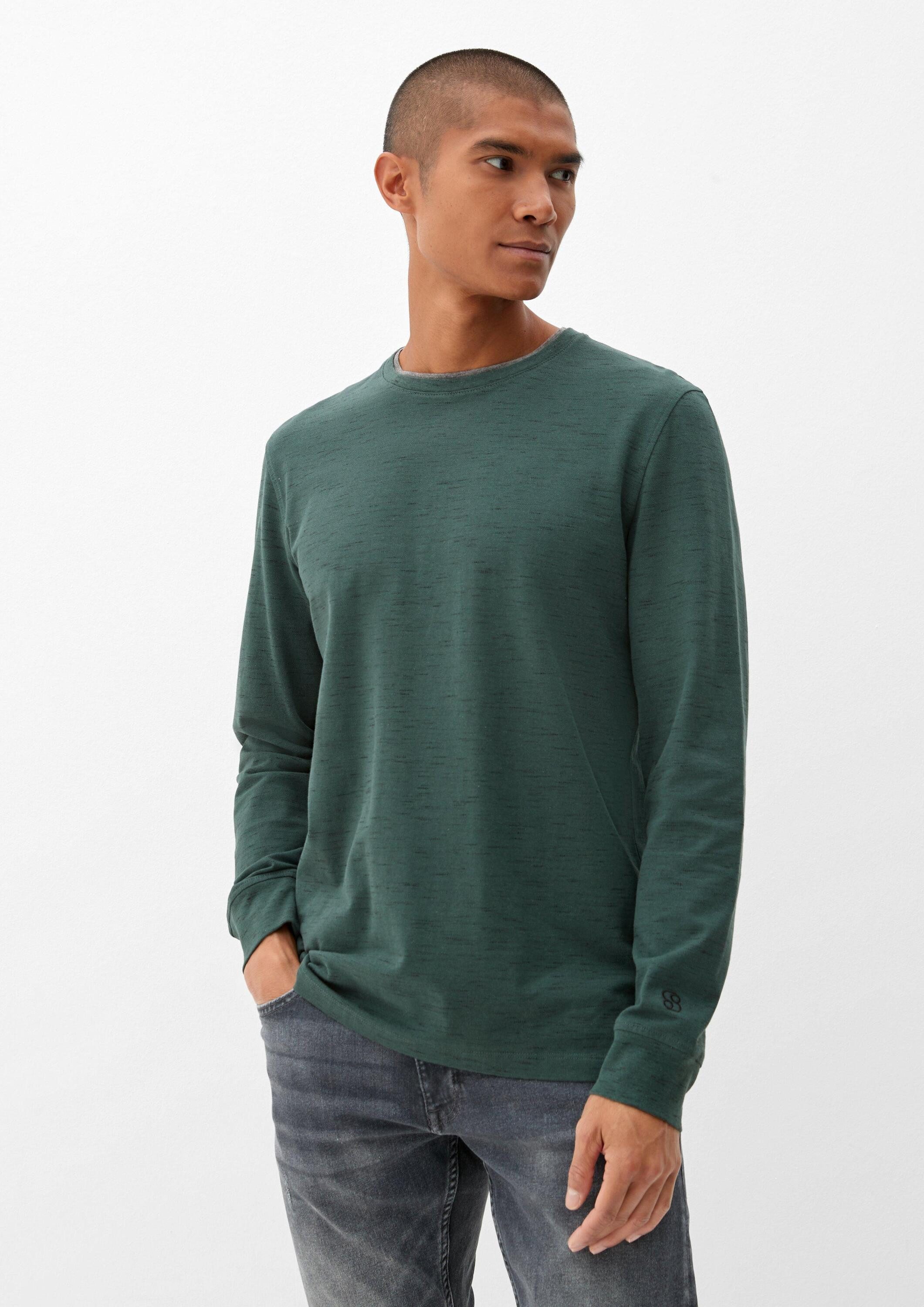 s.Oliver Langarmshirt T-Shirt Pullover in Piqué-Struktur günstig online kaufen
