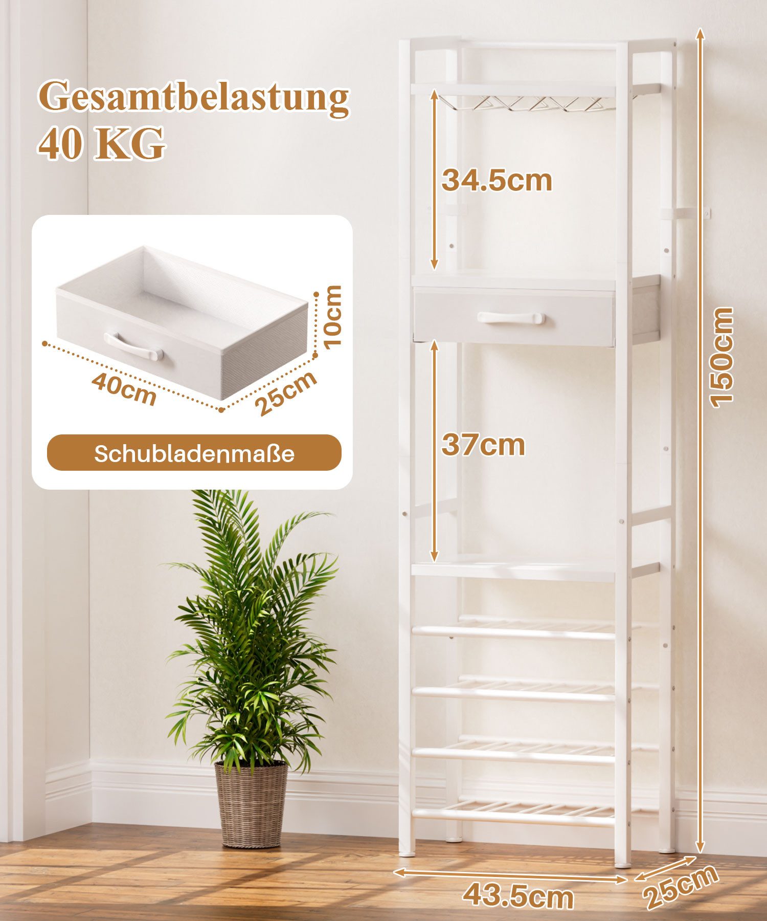 Yorbay Weinregal Vintage Design,Weinständer aus Holz& Metall für 16 Flaschen, 15 Gläser Weinregal mit Ablagefläche und Schublade, für Küche, Wohnzimmer oder als Geschenk