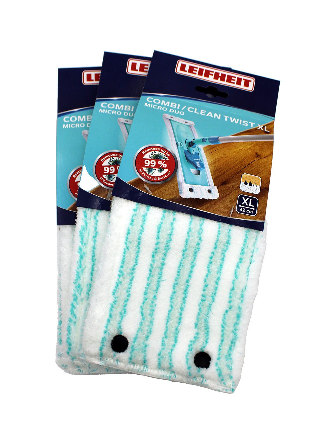 Leifheit 52017 Clean Twist micro duo XL Wischbezug 3er-Pack Wischbezug