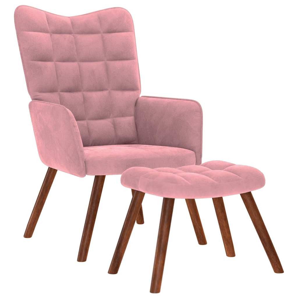 Sessel Relaxsessel mit Hocker Rosa Samt