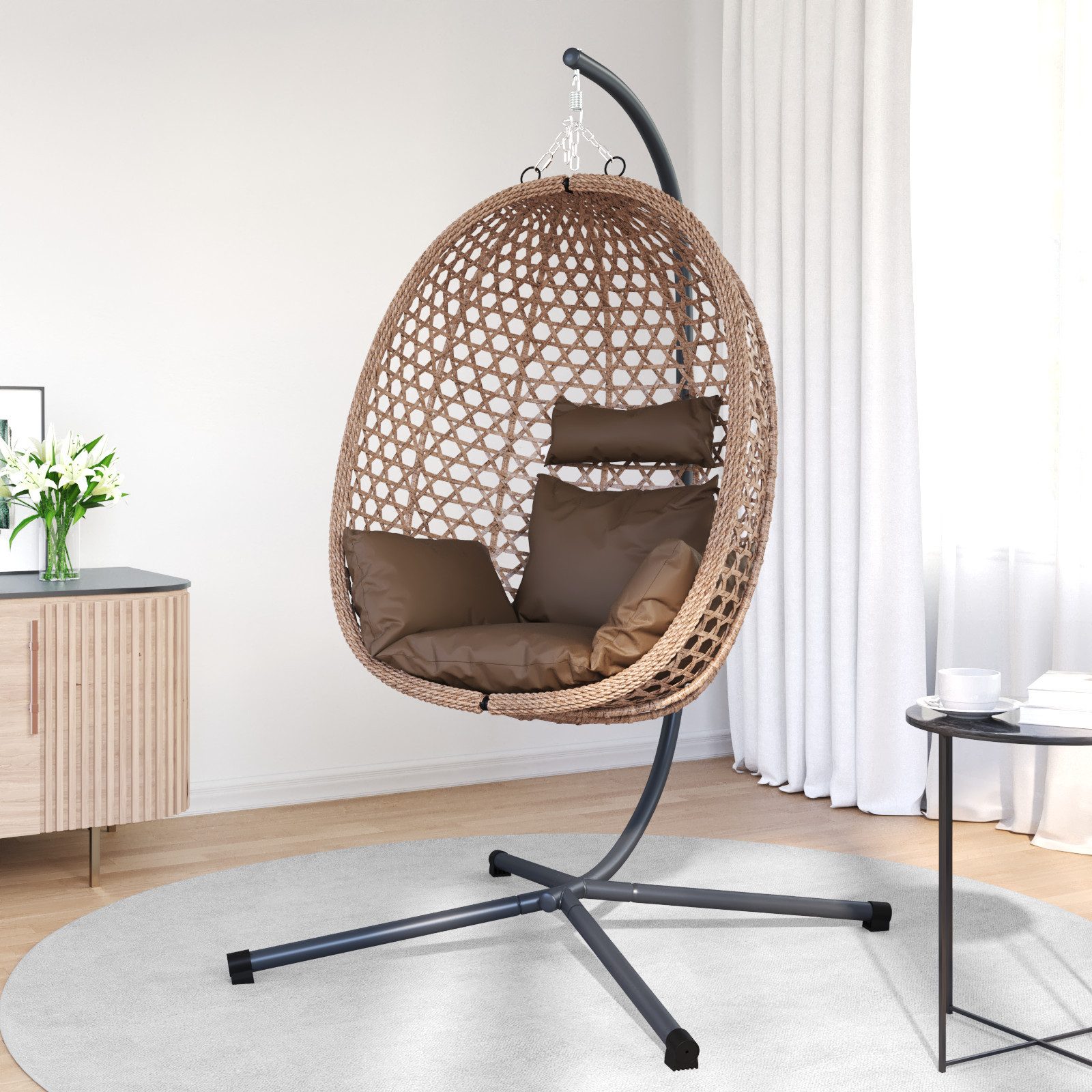vidaXL Hollywoodschaukel Hängender Eierstuhlkorb mit Stand günstig online kaufen