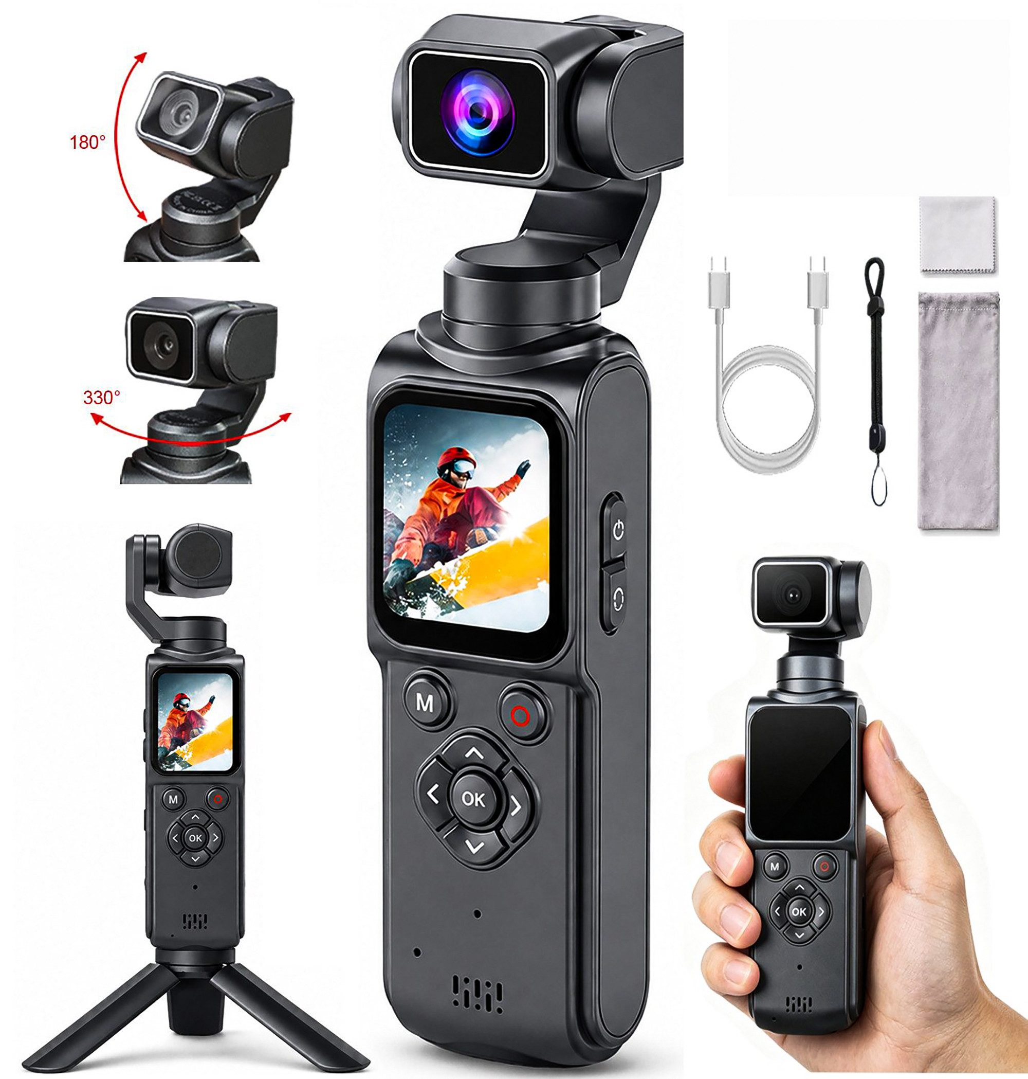 ibettertec Action Kamera 4K, Vlog Kamera mit 1,72-Zoll-Touchscreen Kompaktkamera (inkl. AI Tracking & App, Kompakte Video Kamera(ohne Speicherkarte), für Reisen und Outdoor)