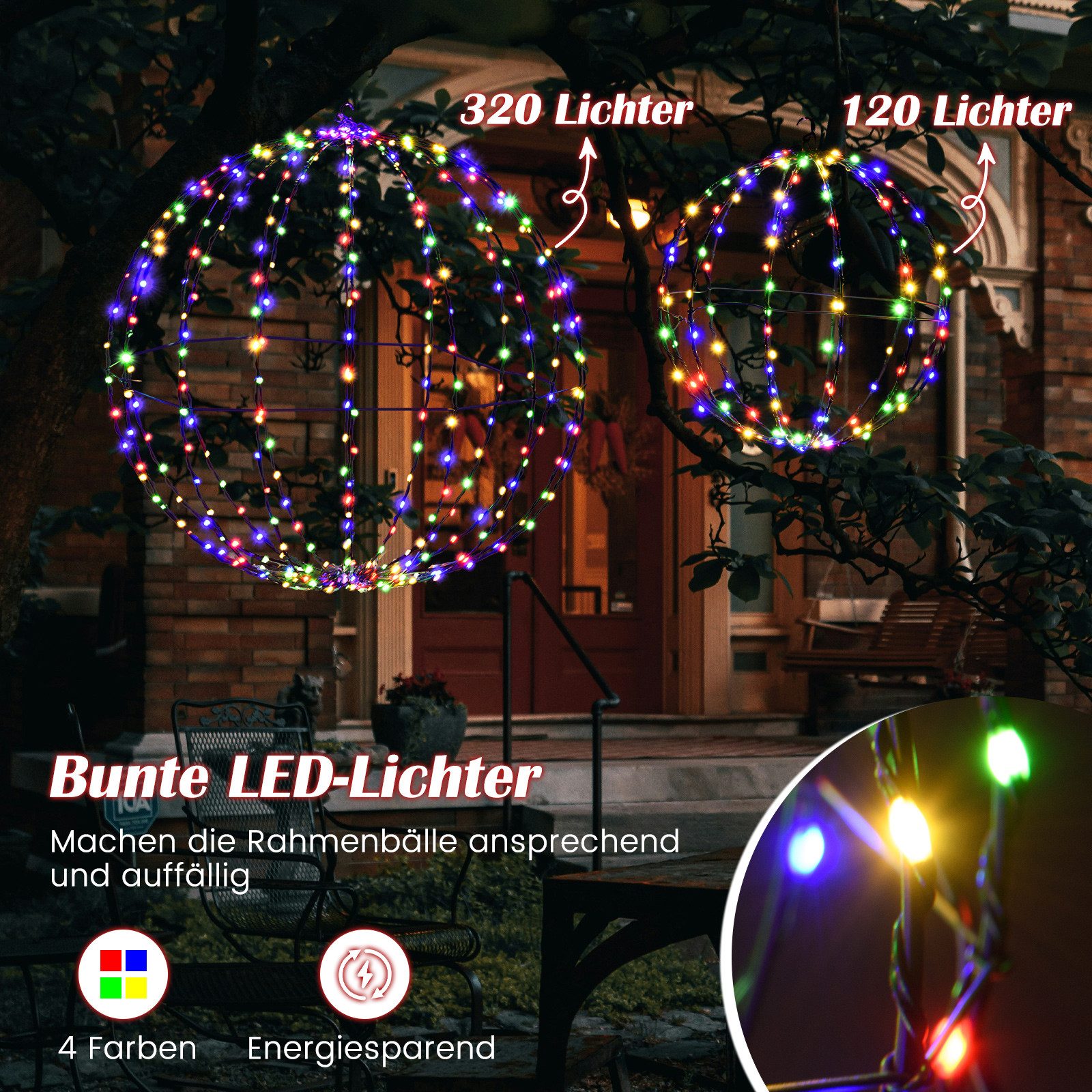 COSTWAY Weihnachtsfigur (2 St), LED Dekokugel, günstig online kaufen