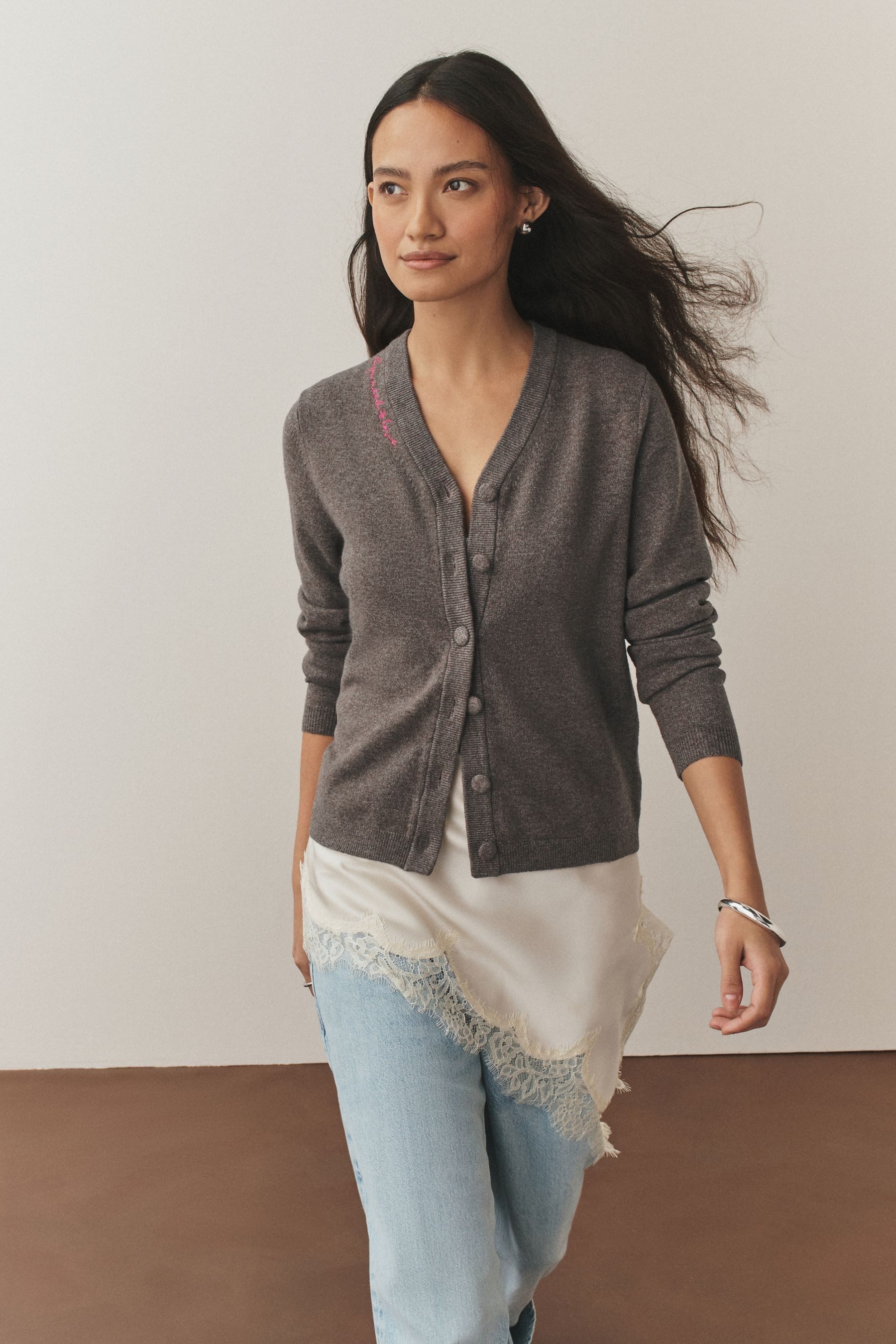 Next Cardigan Superweiche Strickjacke mit V-Ausschnitt (1-tlg)