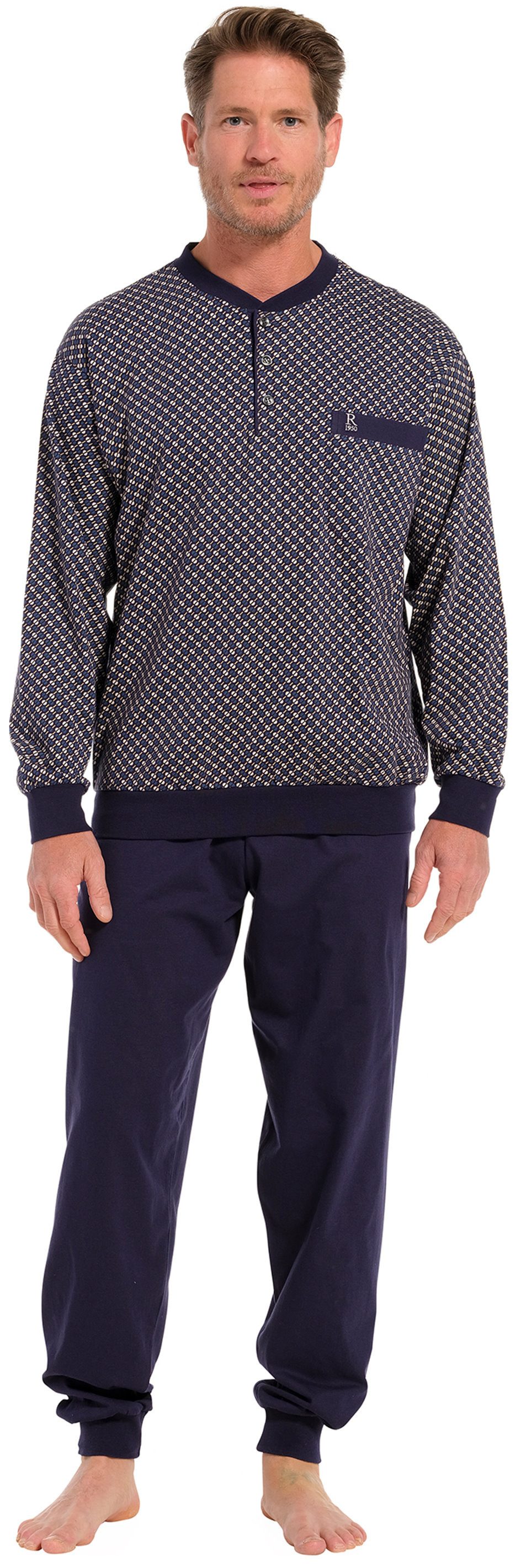 Robson Schlafanzug Herren Pyjama mit Bündchen (2 tlg) Baumwolle günstig online kaufen