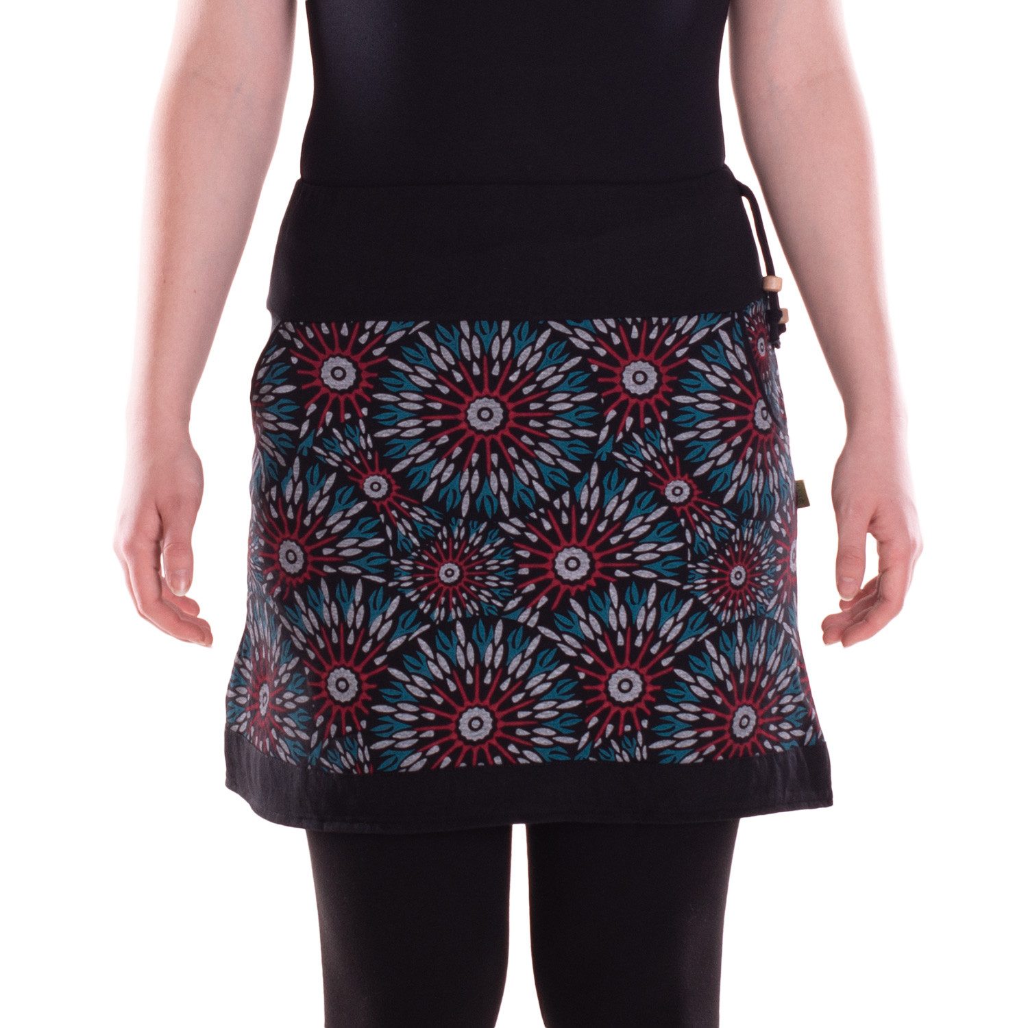 Minirock Damen Mini-Rock Baumwolle Mandala-Muster elastischer Bund