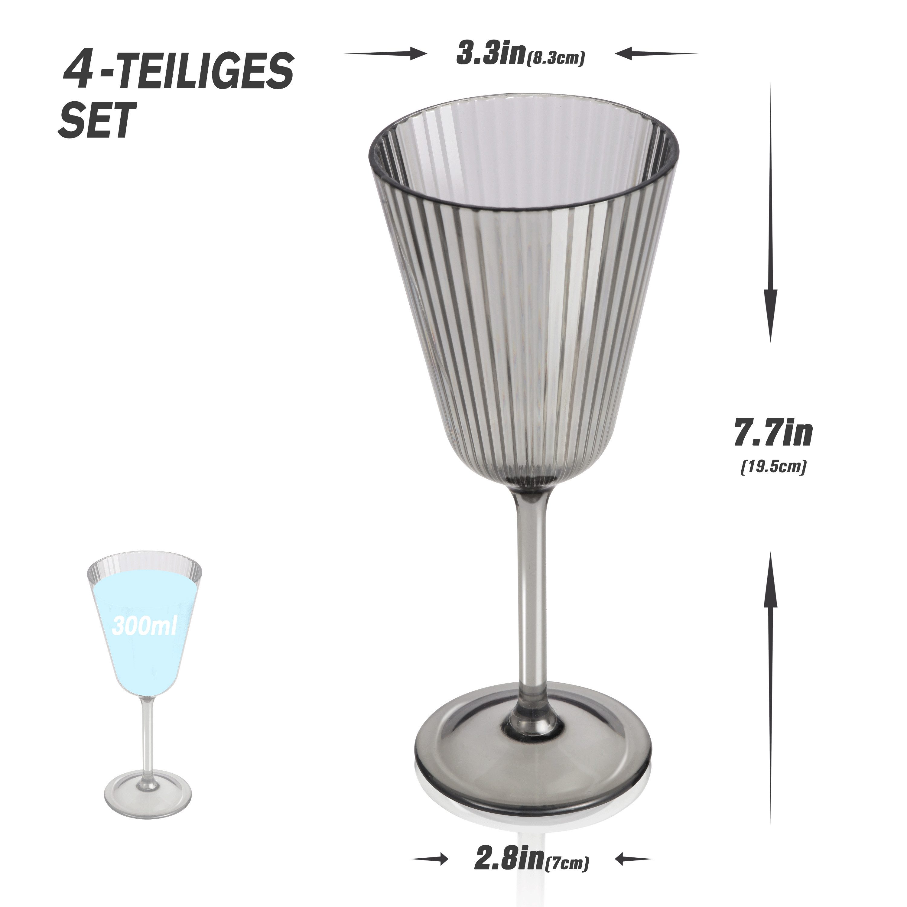 Ribelli Gläser-Set 4er Set Sektkelch aus Kunststoff, 250ml Plastik Weingläser, für Sekt, Prosecco, Champagner, Wein oder Cocktails