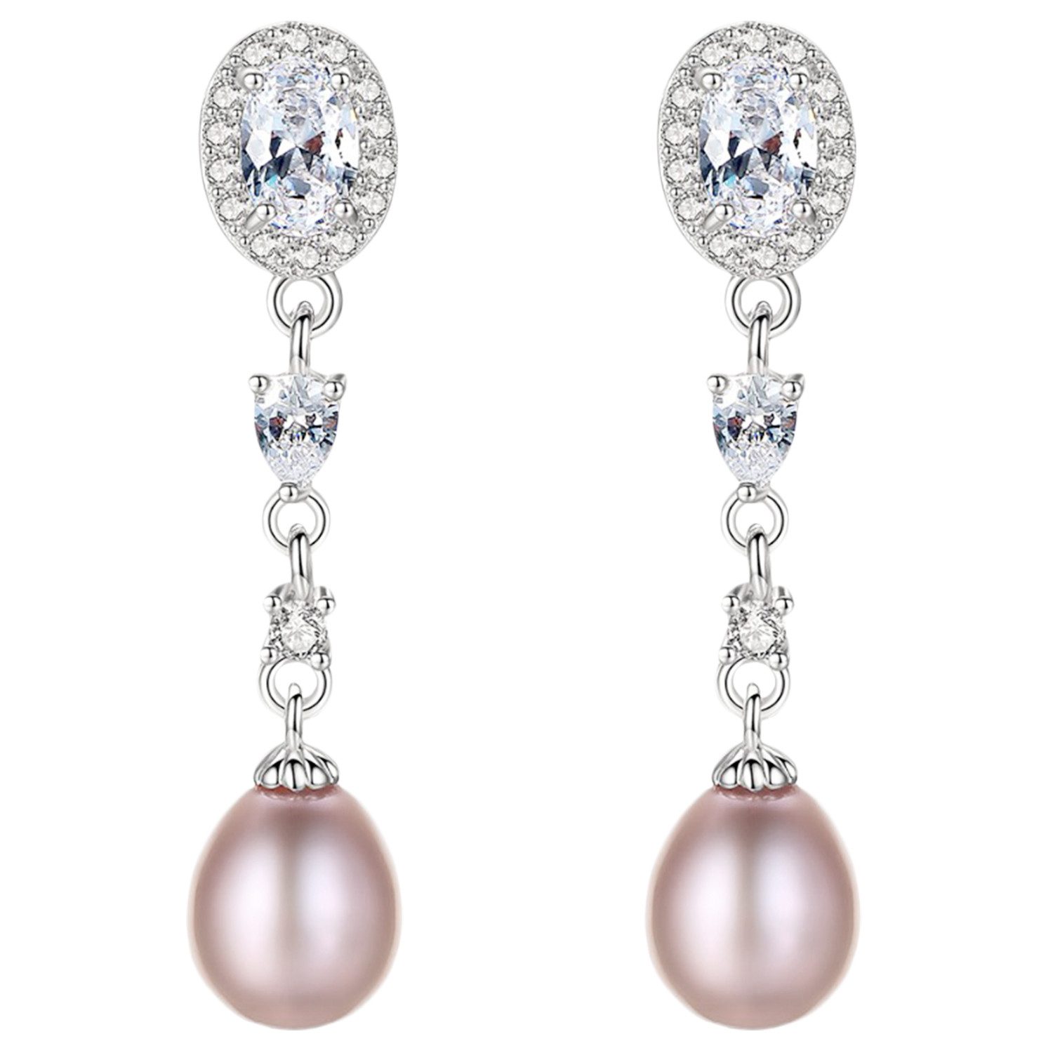 LÖB Paar Ohrstecker 925 Silber Ohrringe Hängend Zirkonia Tropfen Zuchtperle günstig online kaufen