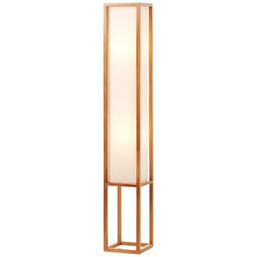 Lightbox Stehlampe, ohne Leuchtmittel, dekorative Stehlampe mit Holz/Stoff Akzenten, 120 cm Höhe, 2 x E27