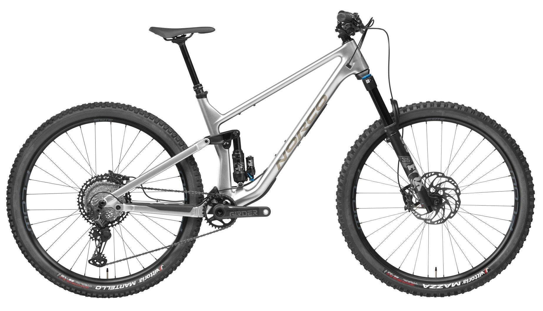 NORCO Mountainbike MTB Fully Optic C2 Shimano Silver/Chrome 29" Diamant, 12 Gang Shimano Shimano XT 12spd RD-M8100 Schaltwerk