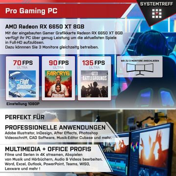 SYSTEMTREFF Basic Gaming-PC (AMD Ryzen 7 5800X3D, Radeon RX 6650 XT, 32 GB RAM, 1000 GB SSD, Luftkühlung, Windows 11, WLAN)