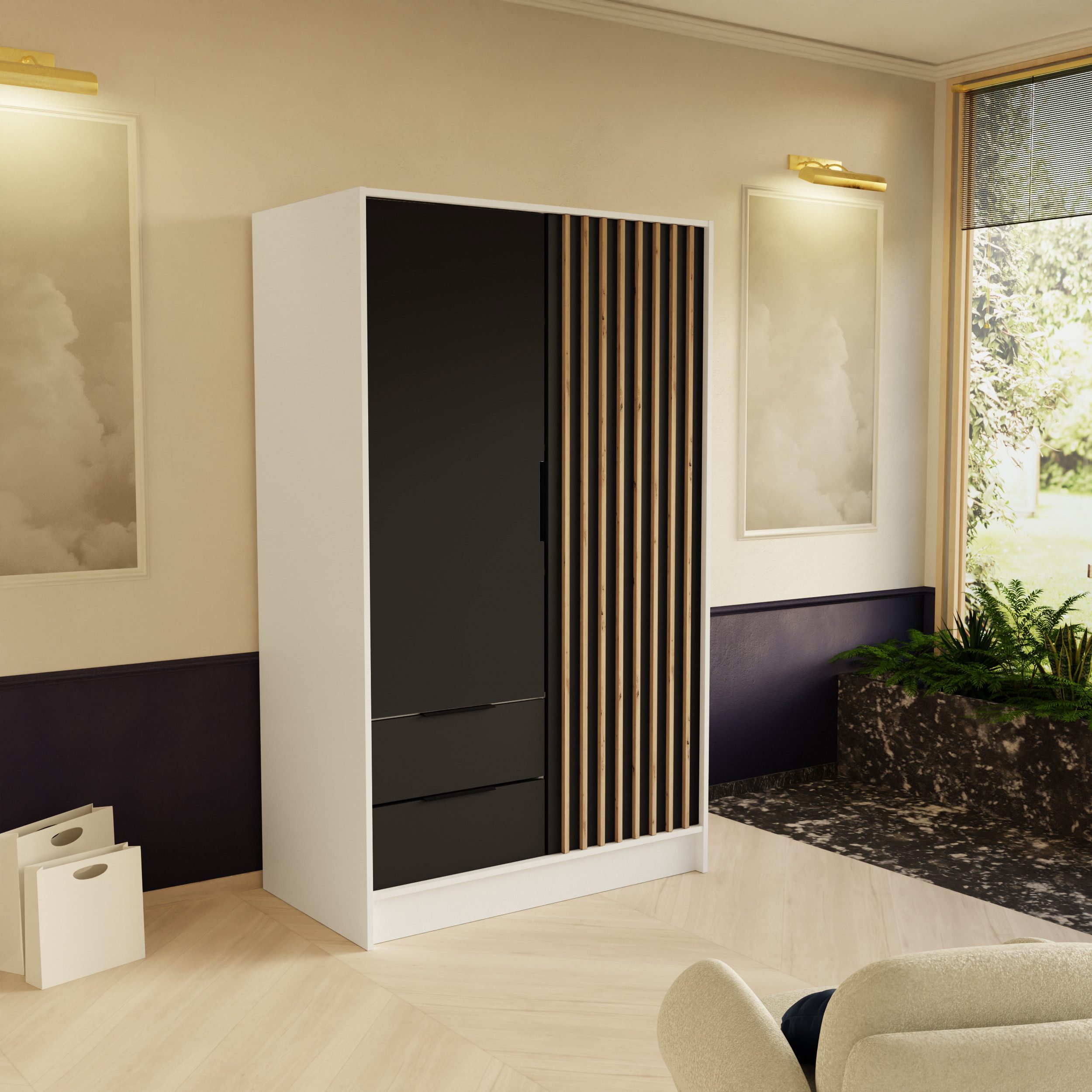 Beautysofa Drehtürenschrank NORI Breite: 102/150,5/200 cm, mit oder ohne Spiegel