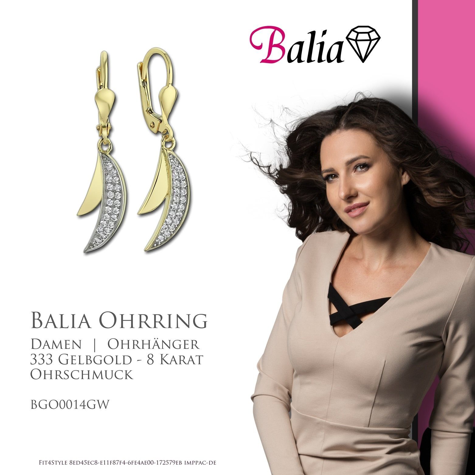 8 aus Balia weiß, (Ohrhänger), Gold Damen Gelbgold - für Karat, Balia (orientalisch) 8K Ohrhänger Paar 333 Ohrhänger Ohrhänger Farbe: gold