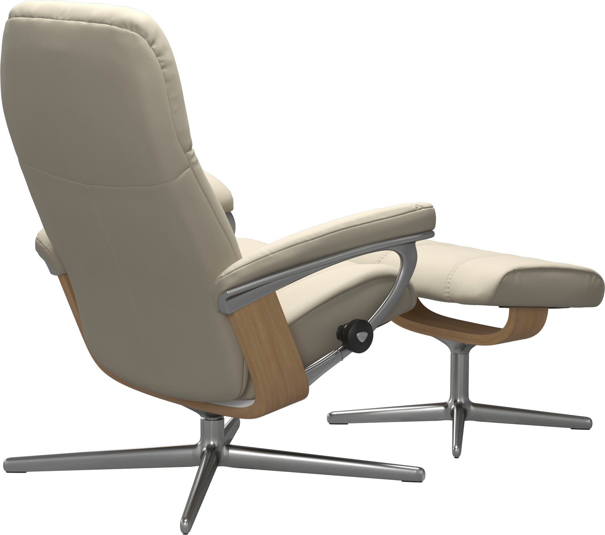 Holzakzent Relaxsessel M mit Hocker, Eiche mit Relaxsessel Größe Cross Hocker), S, (Set, & L, mit Consul Stressless® Base,