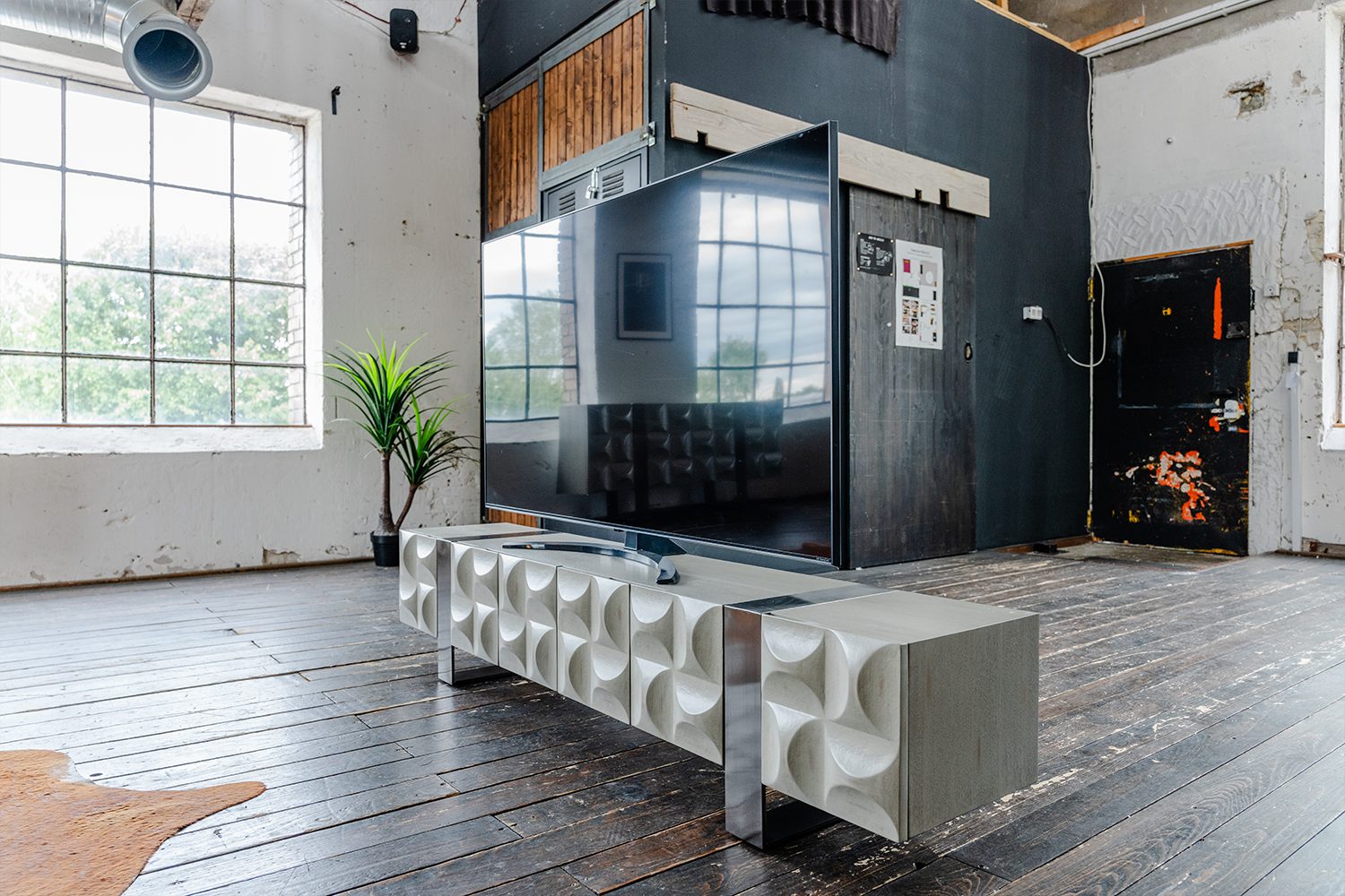 KAWOLA TV-Board, TV-Board 4 Türen Ulme grau 200/42/40 cm (B/H/T)