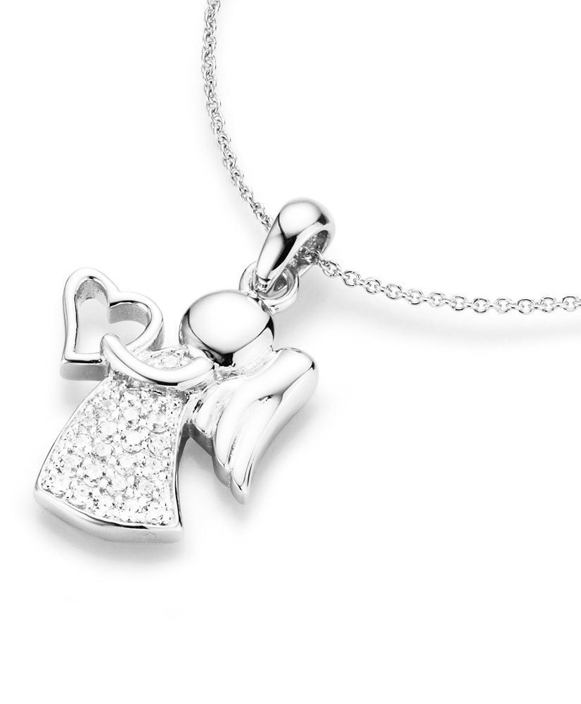 Firetti Kette mit Anhänger Schmuck Geschenk Silber 925 Halsschmuck Halskette Ankerkette Herz, mit Zirkonia (synth)