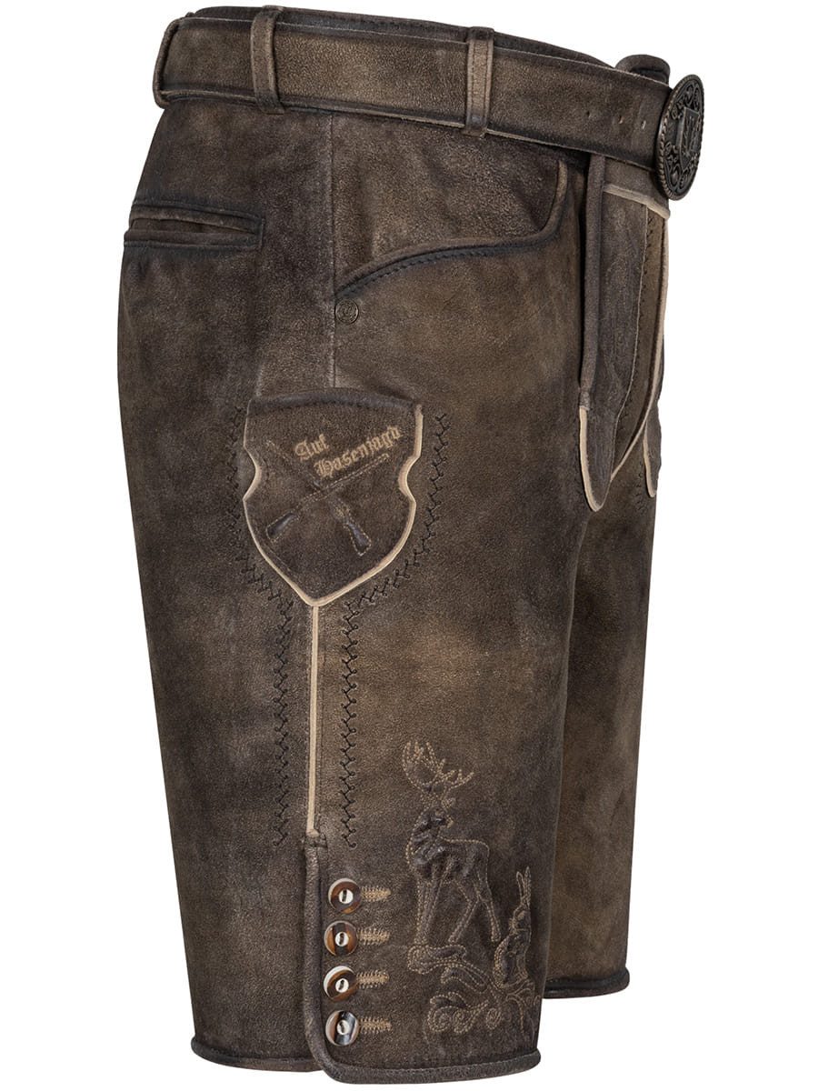 KRÜGER BUAM Trachtenlederhose Lederhose Hasenjagd mit Gürtel – Bild 3 von 4