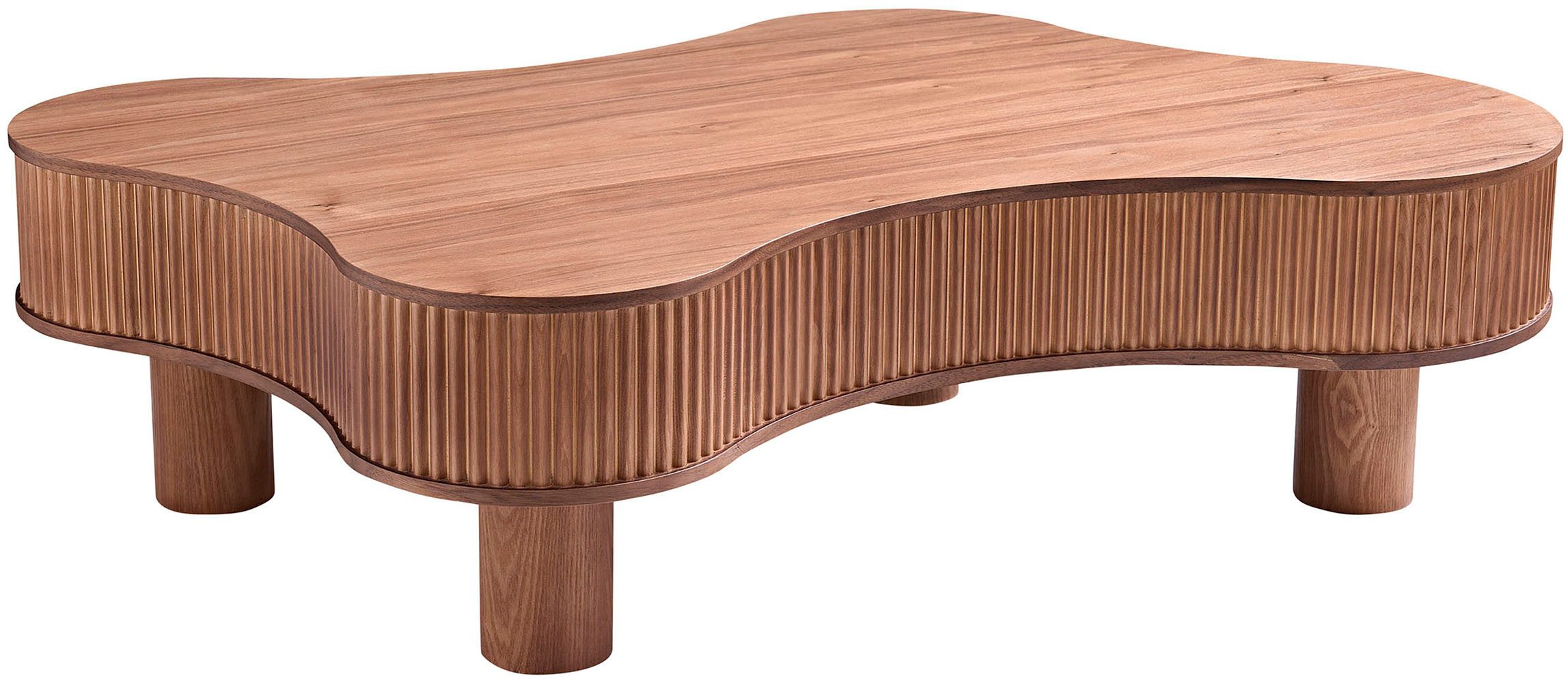 SalesFever Couchtisch Wohnzimmertisch organisch mit Massivholz-Lamellen 115 x 75 cm (1-St), Stilvoller & moderner Holztisch mit Echtholzfurnier