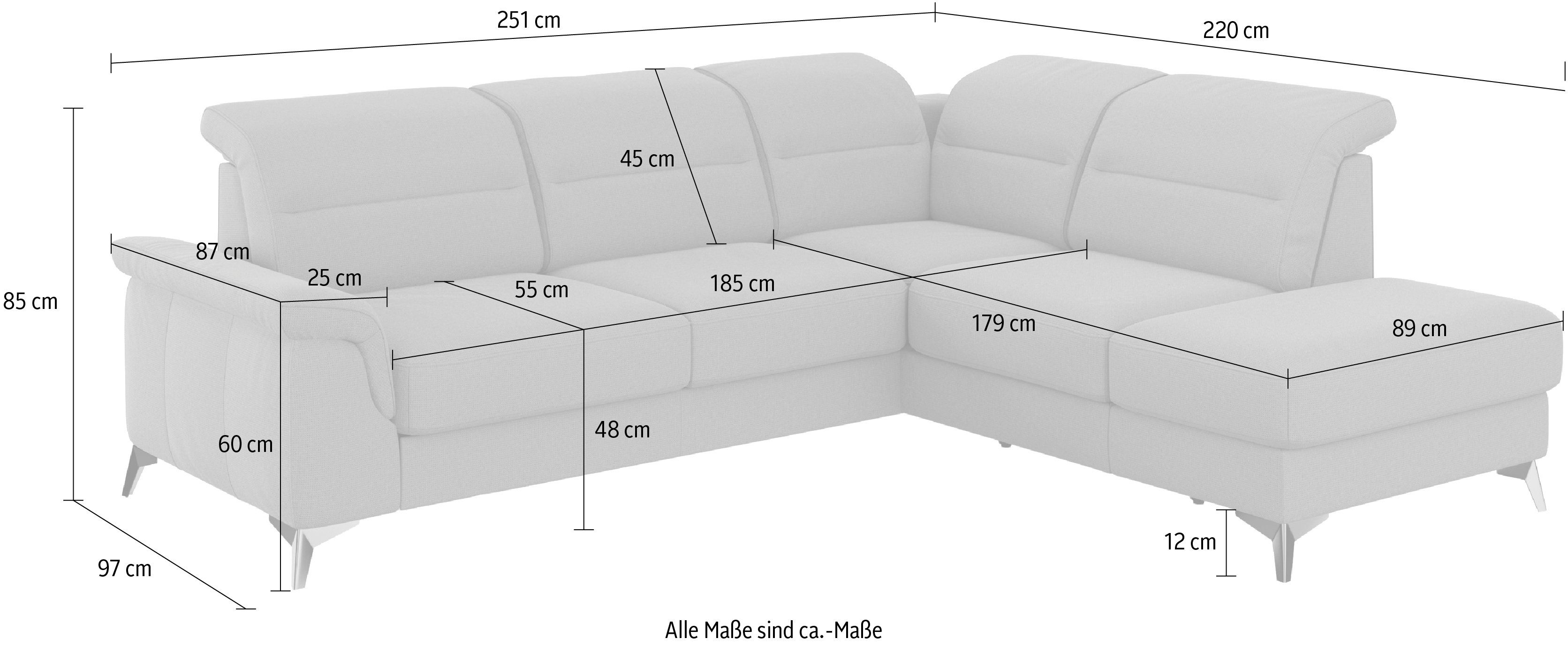 mane, Armteilfunktion mit optional sit&more Kopfteilverstellung und Sinatra, mit Ecksofa