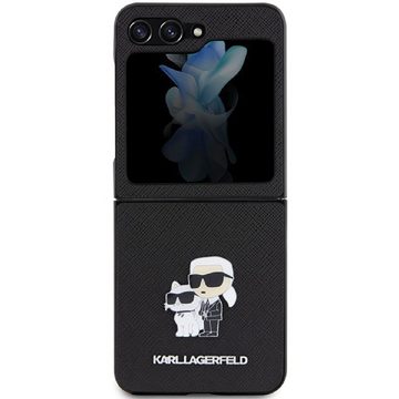 KARL LAGERFELD Handyhülle Case für Galaxy Z Flip 5 Kunstleder Logo schwarz 6,7 Zoll, Kantenschutz
