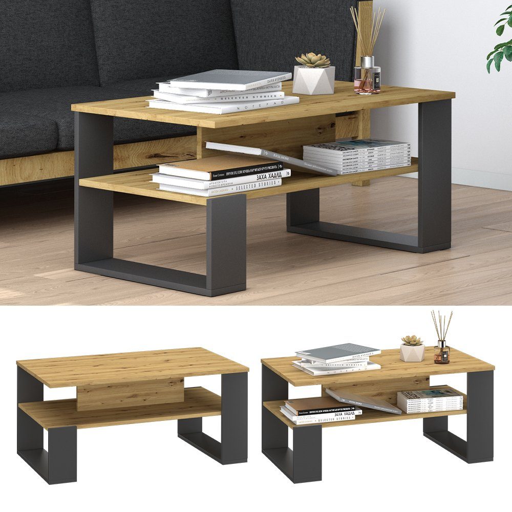 Vicco Couchtisch Nemo, Anthrazit/Artisan-Eiche, 90 x günstig online kaufen
