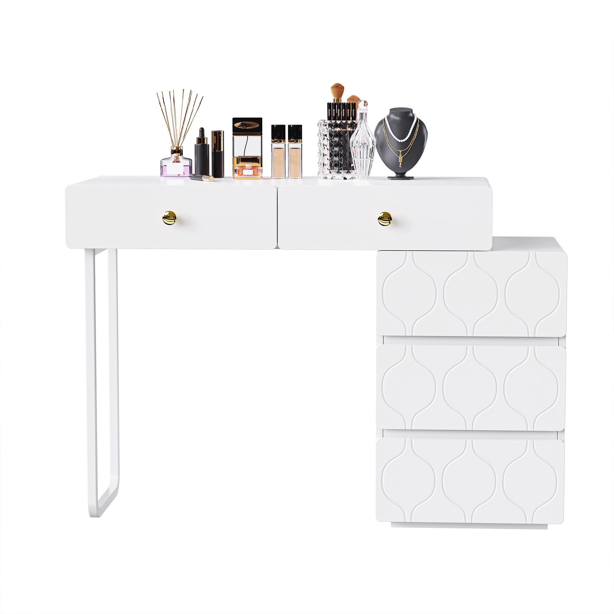 Schminktisch Schminktisch, 5 Schubladen, ohne Spiegel und Hocker,90x 40 x 73.5 cm