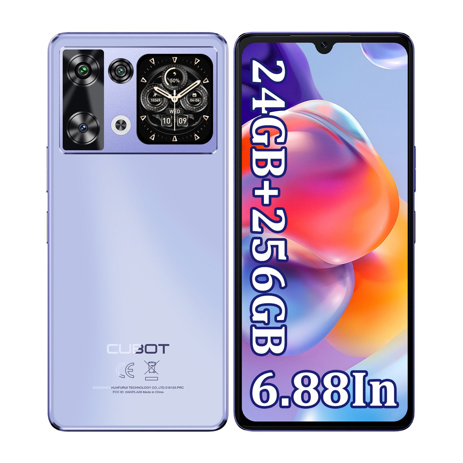 Cubot P90 Android 15 Smartphone (17,46 cm/6.88 Zoll, 256 GB Speicherplatz, 64 MP Kamera, 5100mAh, 24(12+12)GB+256GB /1TB, 6.88" HD+ 120Hz, NFC, GPS, Face ID)