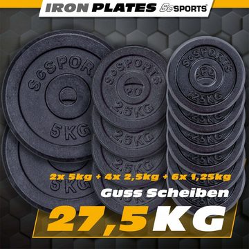ScSPORTS® Hantelscheiben Set 27,5 kg 30mm Gusseisen Gewichtsscheiben Gewichte, (10002529-tlg)
