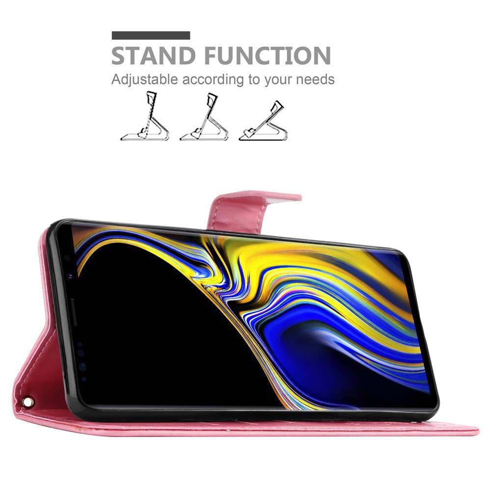 Cadorabo Handyhülle für Samsung Galaxy NOTE 9 Hülle Samsung Galaxy NOTE 9, Hülle Schutzhülle Blumen Flower mit Standfunktion Kartenfach Magnet